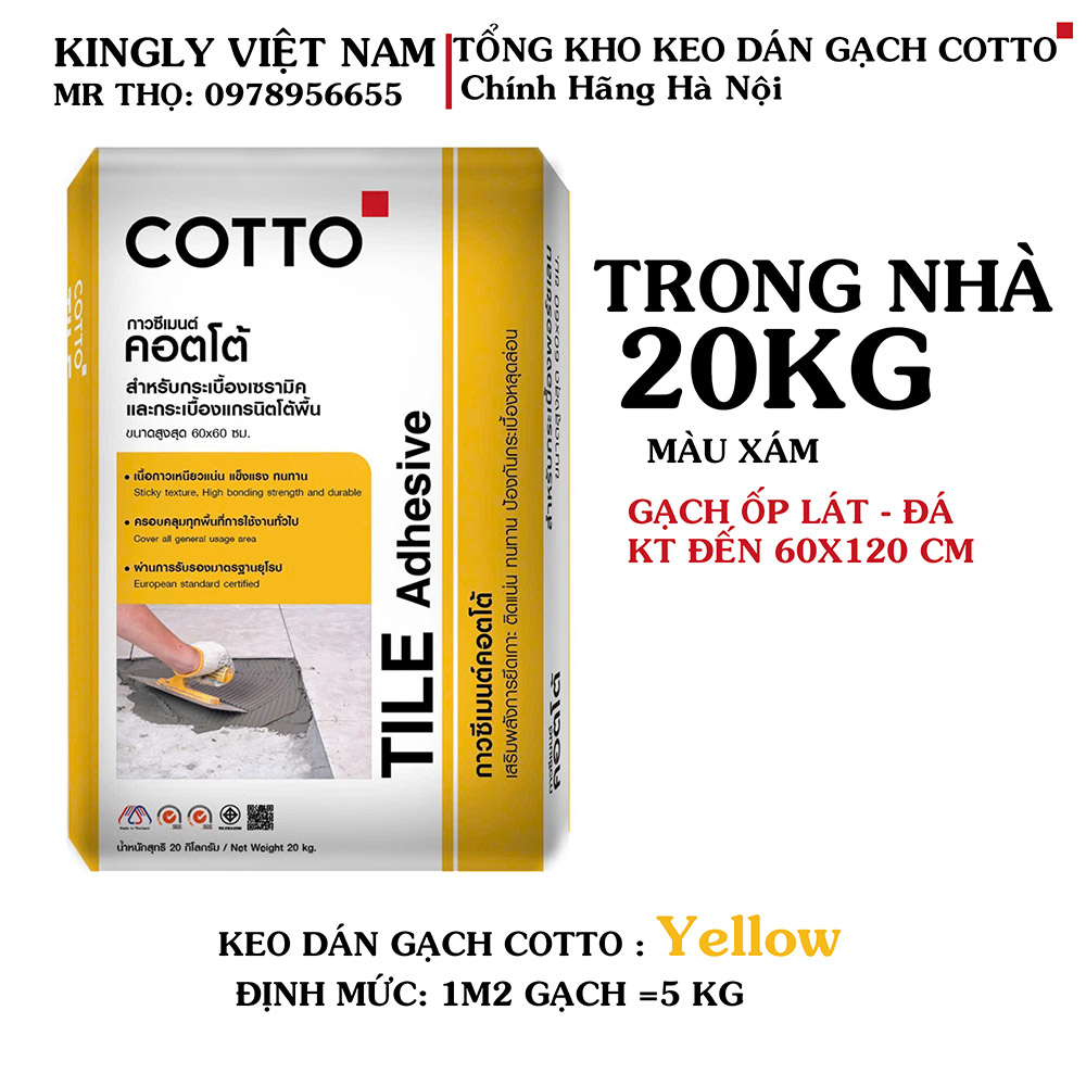 Keo dán gạch COTTO Yellow màu vàng Trong nhà